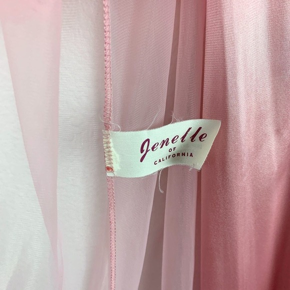 Vintage Jenelle of California Pink Sheer Nightgown Chiffon Nylon Tricot Robe Set - Picture 5 of 13